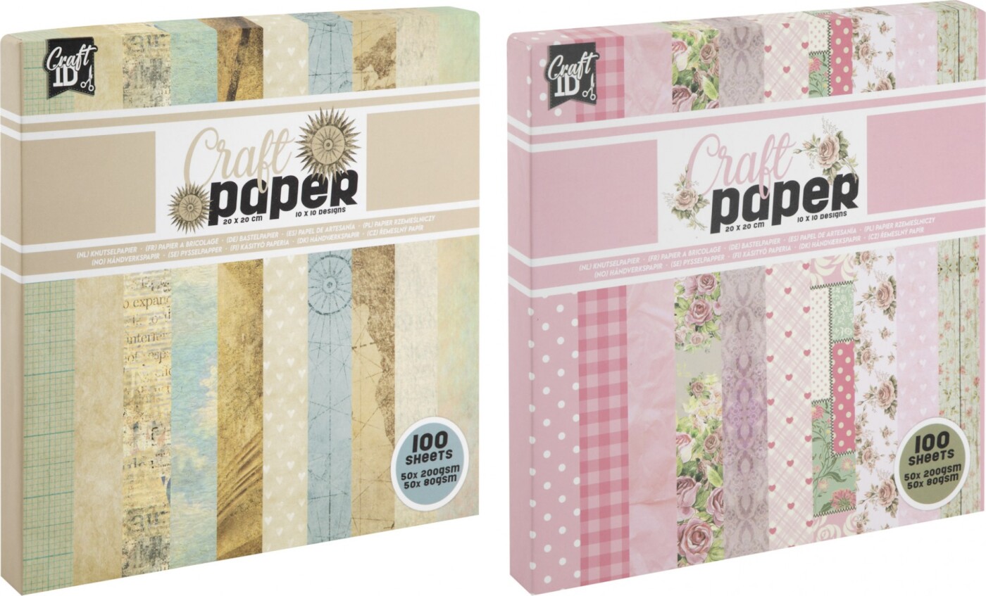 Mønstret Papir 20x20 200 100 Ark Assorteret