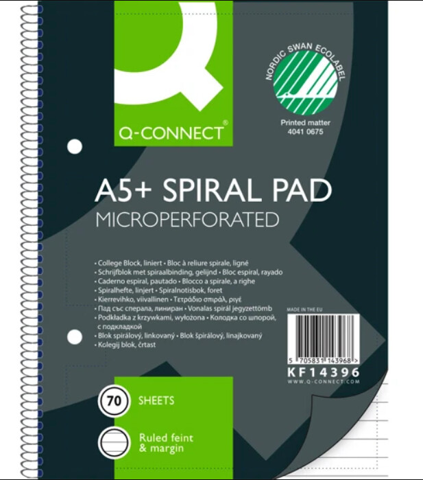 Notesblok Linjeret Spiral Sider