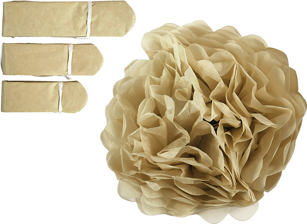 Papir Pomponer   Guld Stk