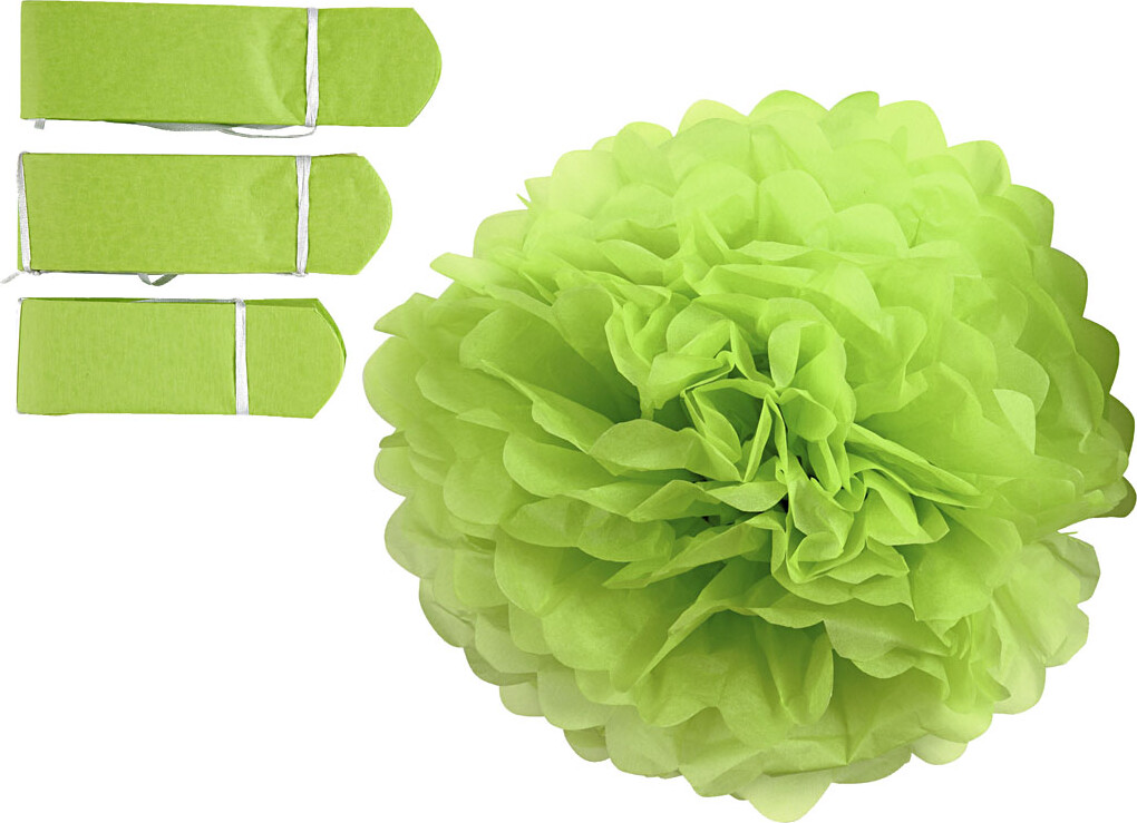 Papir Pomponer   Limegrøn Stk