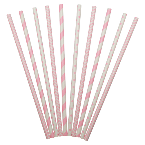 Papir Sugerør Pink Mix 24x