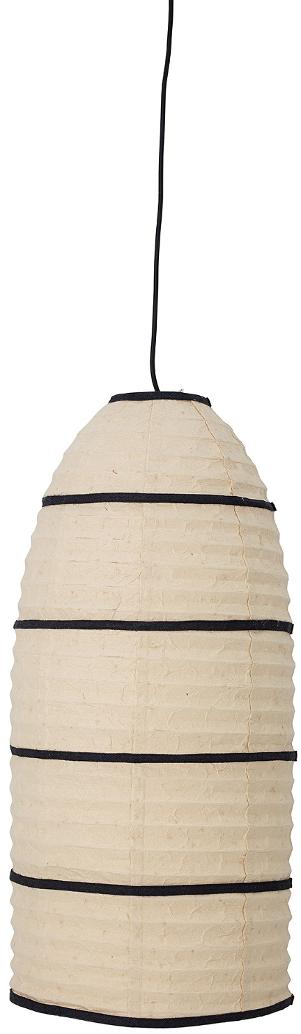 Pendel Lampe Bloomingville Larrin ø29 H62 Papir Natur Med Sorte Stofstriber