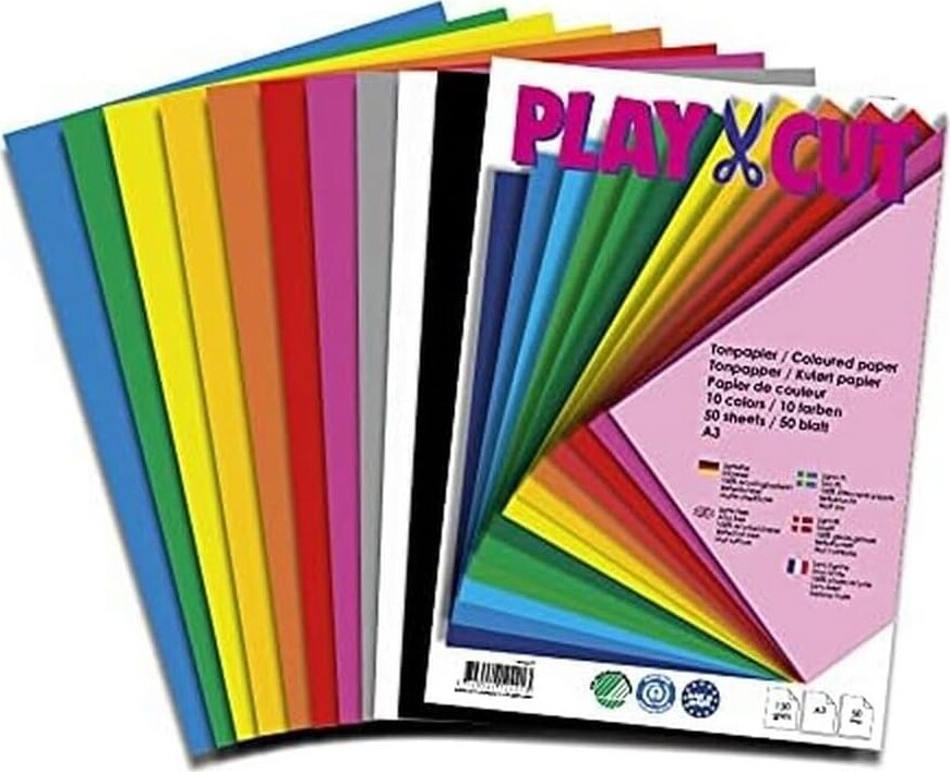 Playcut Kulørt Papir 130 Ark Assorterede