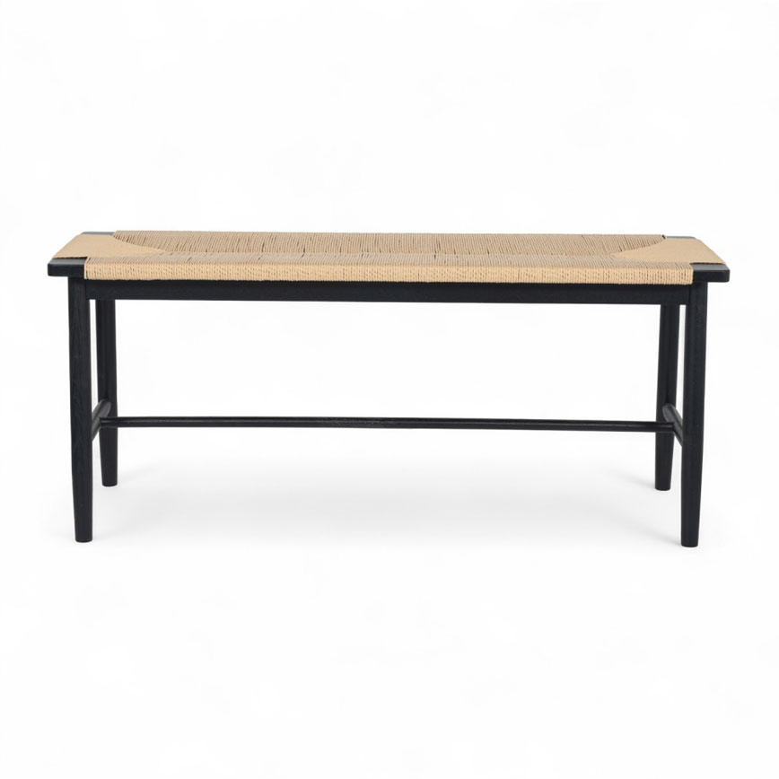 Prime Bænk Sort Natur Papir Flet L110cm D35cm H47cm