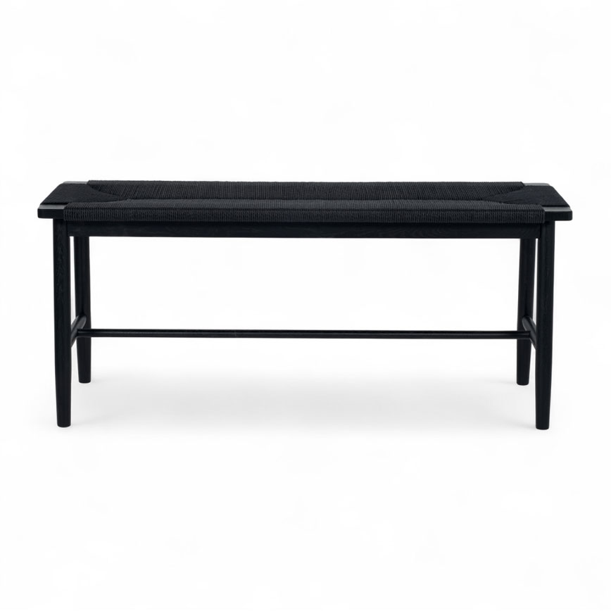Prime Bænk Sort Sort Papir Flet L110cm D35cm H47cm