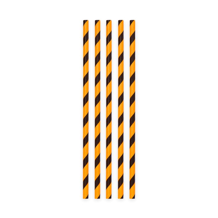 Sort Orange Stribet Halloween Papir Sugerør 20x 197x6