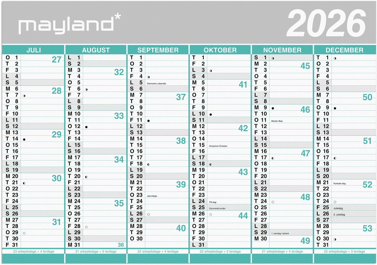 Studie Kæmpekalender 2x6 Mdr Papir Rør 2026 2027