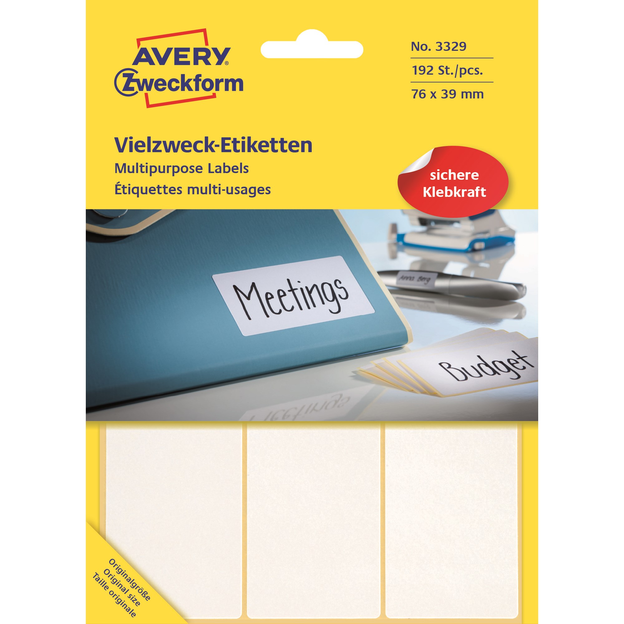 Udgår: Avery Manuel Etiket 76x39mm 192