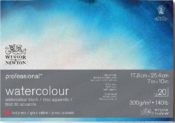 Winsor   Newton Akvarelpapir 17x25 Hot Press Ark
