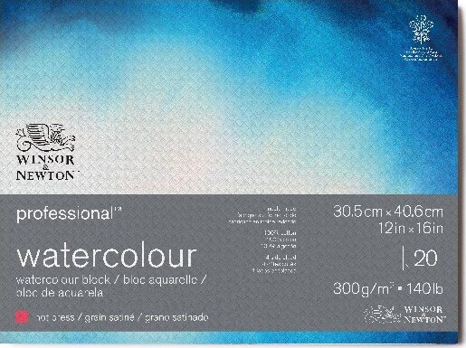 Winsor   Newton Akvarelpapir 30x40 Hot Press Ark