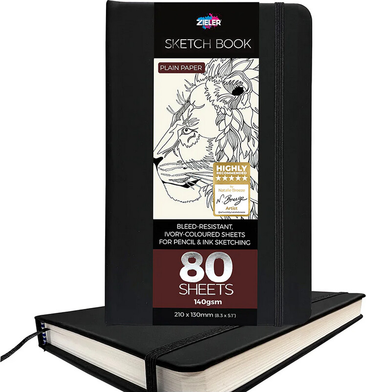 Zieler Sketch Book Skitsebog Sort 210x130 Ark