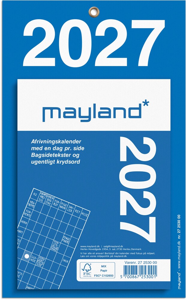 Afrivningskalender Kontor 2027 Bagsidetekst Mayland