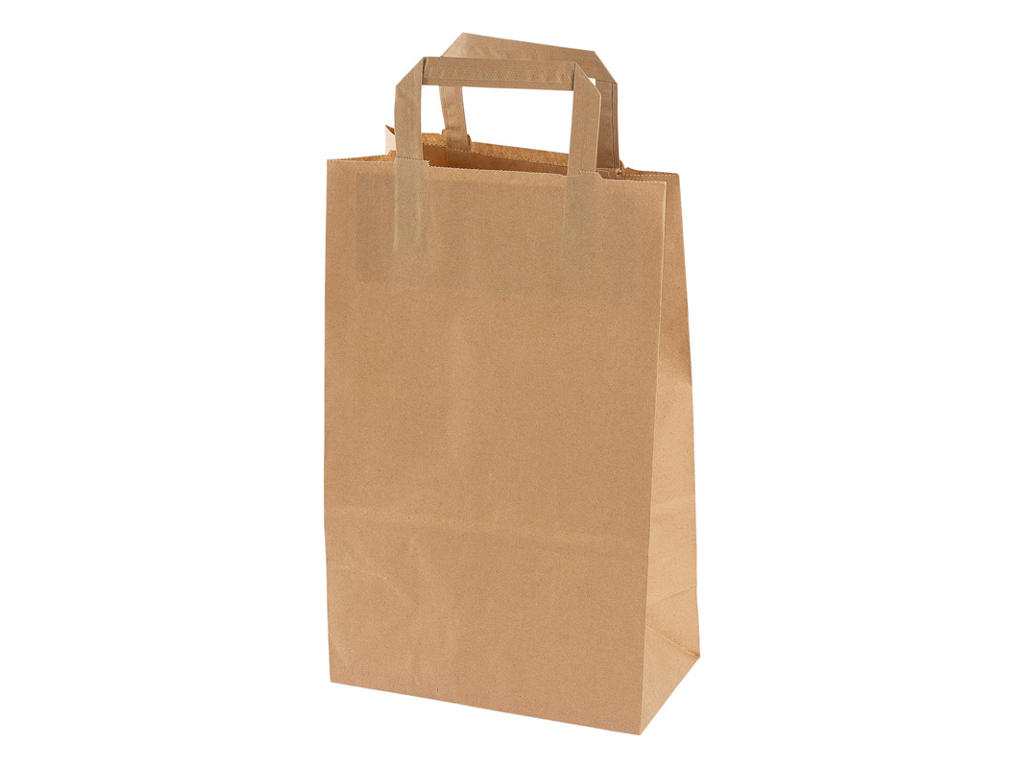 Bærepose Papir Brun 220x125x350 Liter Med Flad Hank 250 Stk