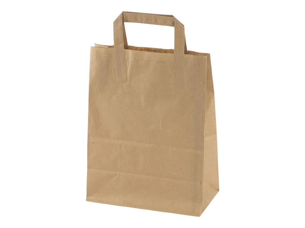 Bærepose Papir Brun 220x125x290 Liter Med Flad Hank 250 Stk