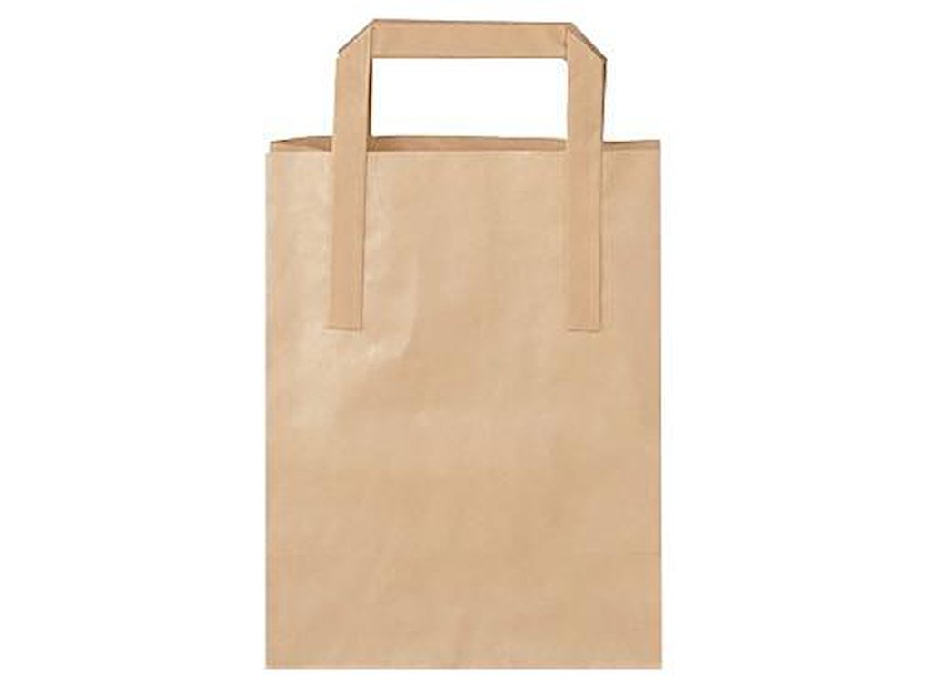 Bærepose Papir Brun 180x80x220mm Liter Flad Hank 250 Stk