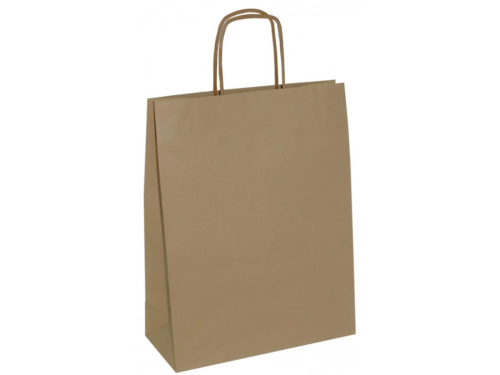 Bærepose Papir Brun 180x80x220mm Liter Med Snoet Hank 300 Stk