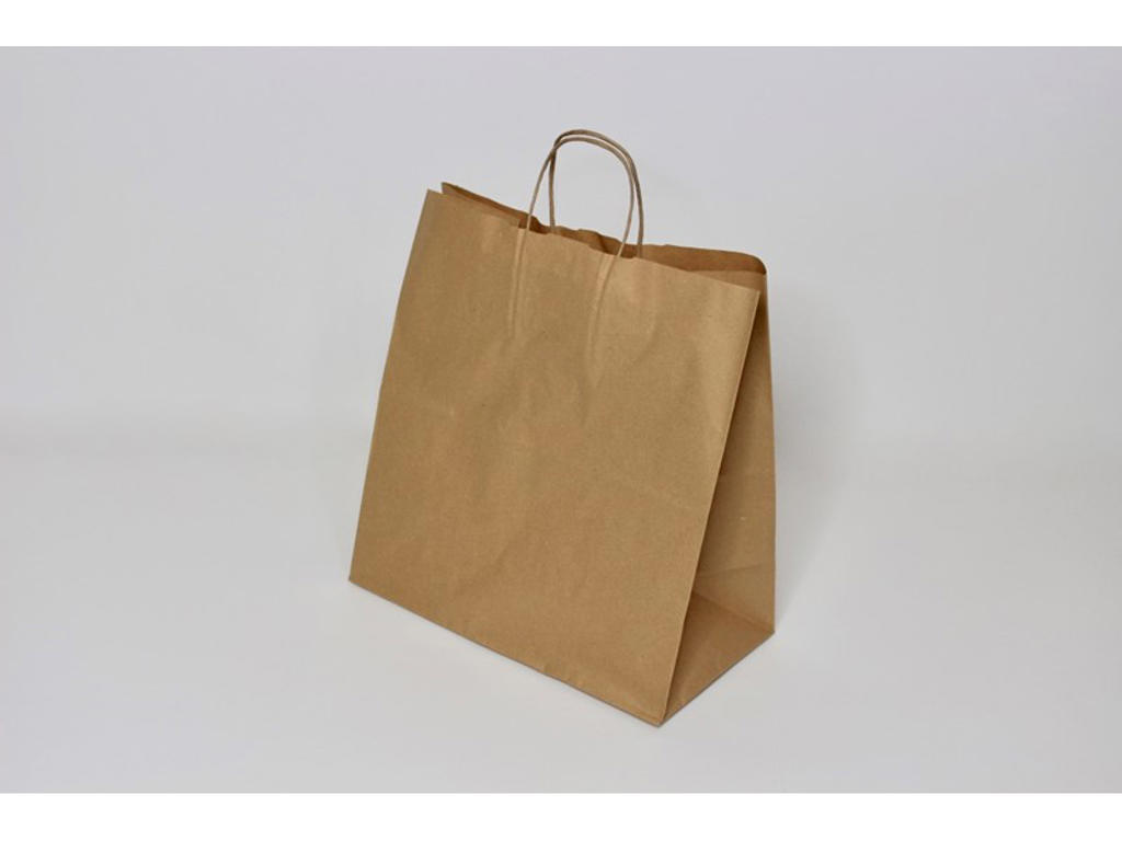 Bærepose Papir Brun 320x170x350mm Liter Med Snoet Hank 250 Stk
