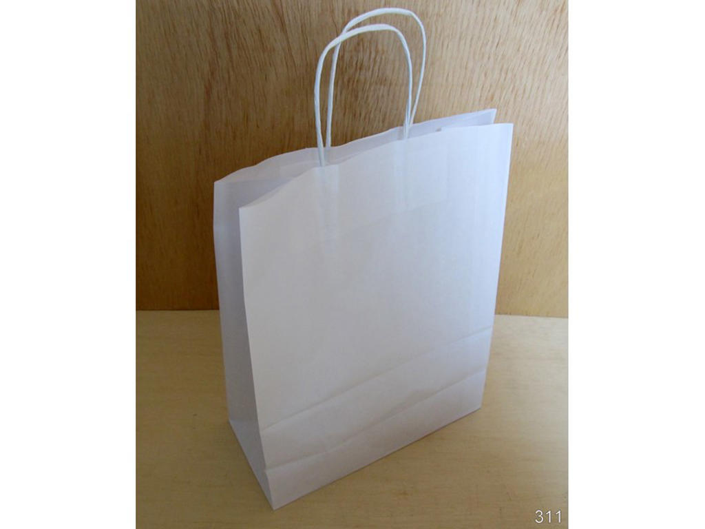 Bærepose Papir Hvid 260x120x350mm Liter Med Snoet Hank 250 Stk