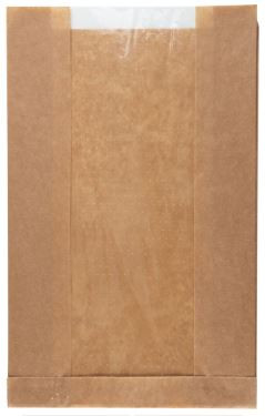 Brødpose Rude Brun 14x24x7 300 Stk Papir Med Sidefals