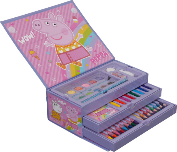 Coloring Case Peppa Pig Set 52pcs Paper Toolbox With Handle