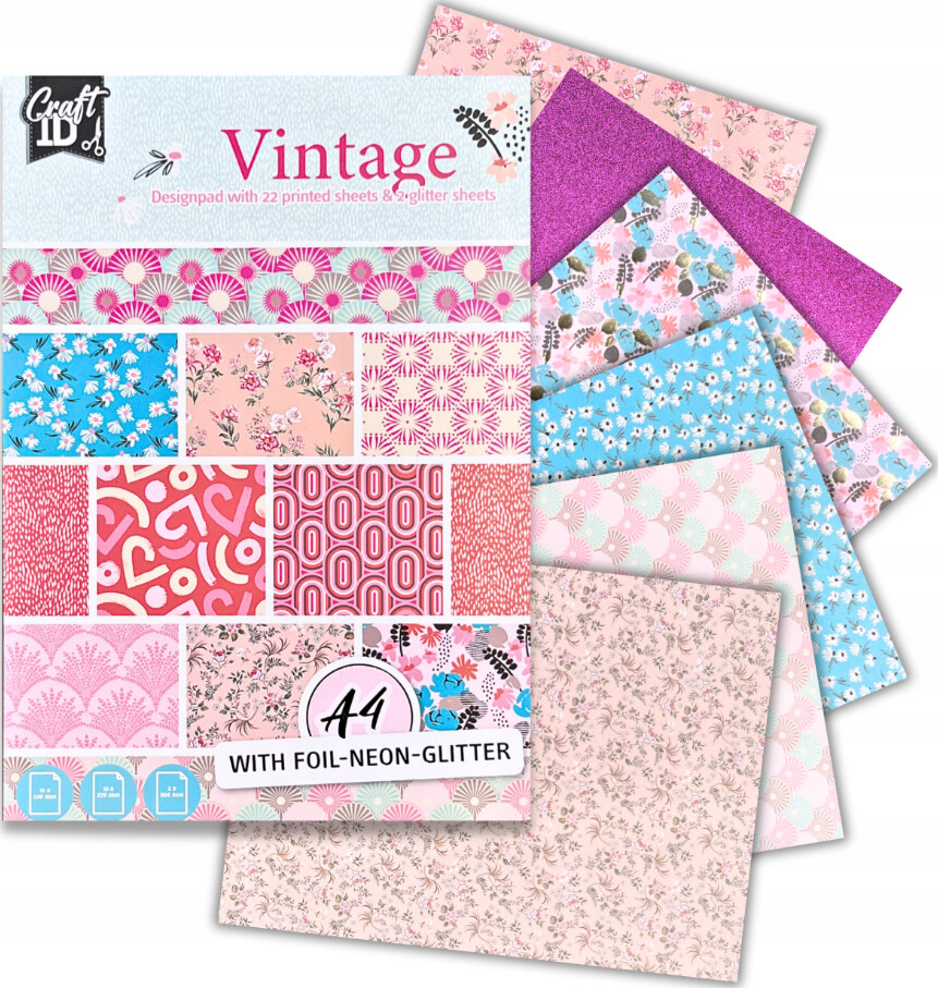 Craft Vintage Designpapir Blok 250 Ark
