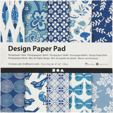 Designpapir Blok Ark 2x15 120 Blå Ark