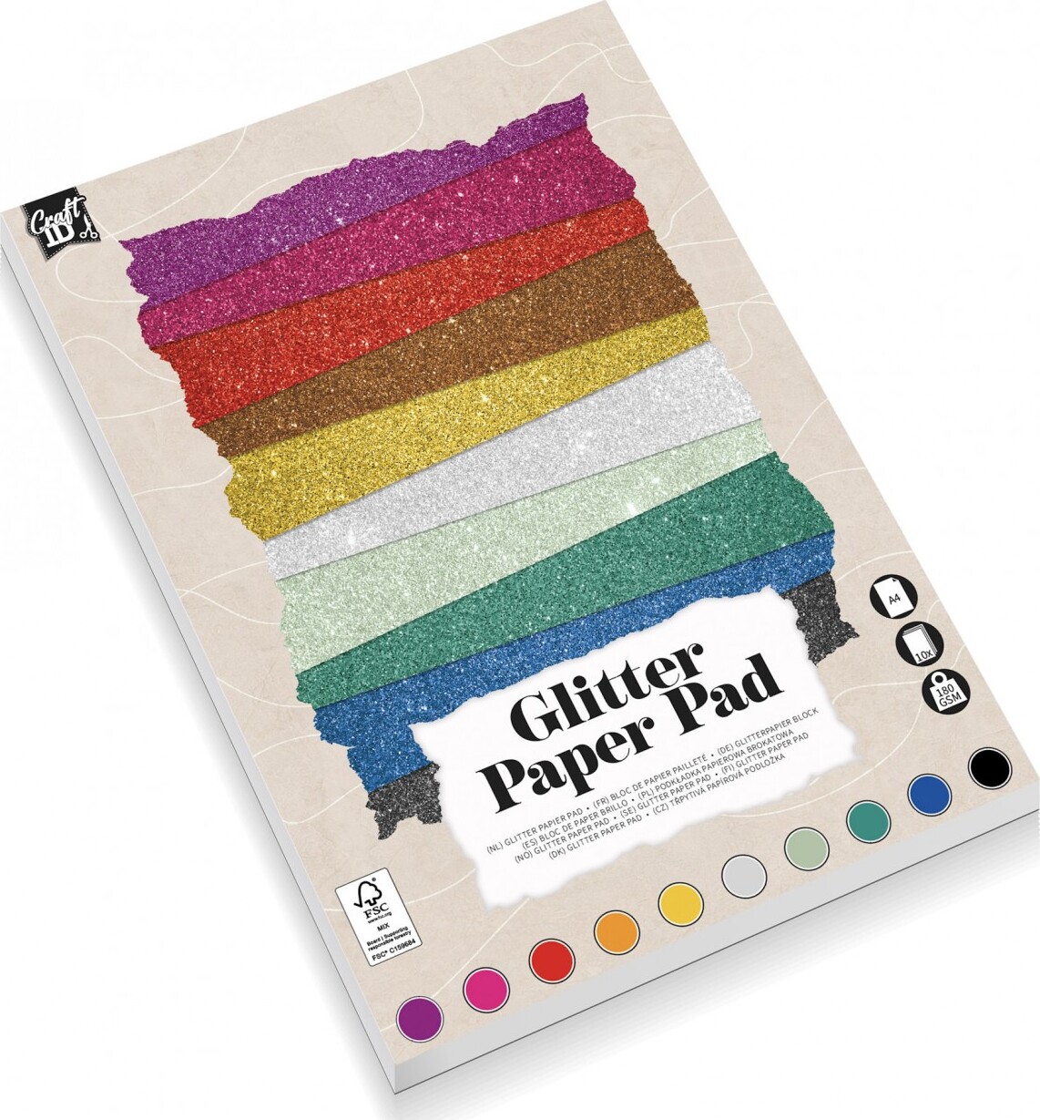 Glimmer Papir Blok Forskellige Farver 180 Ark Craft