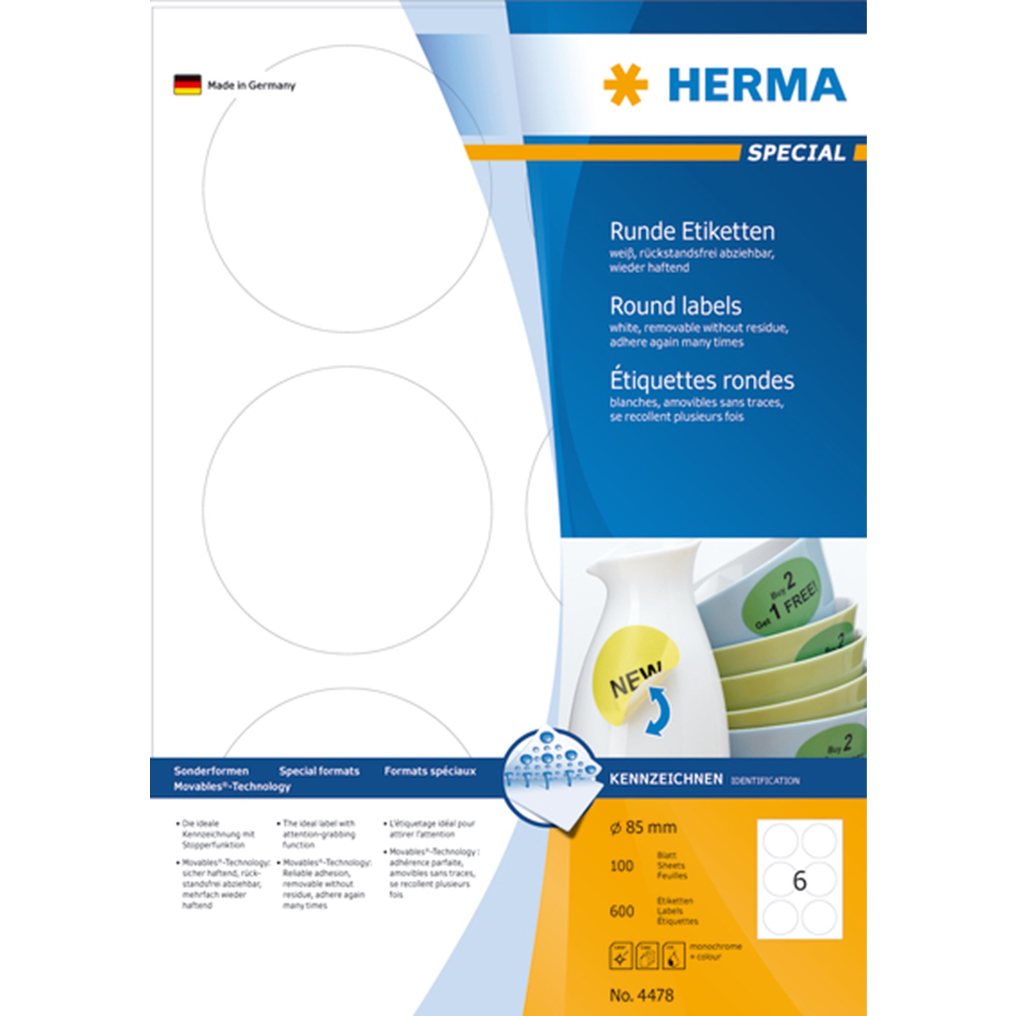 Herma Etiket Aftagelig ø85 600