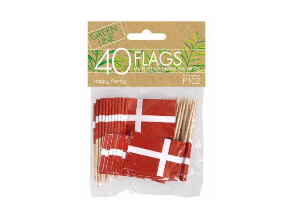Kageflag Papir Dannebrog Stk
