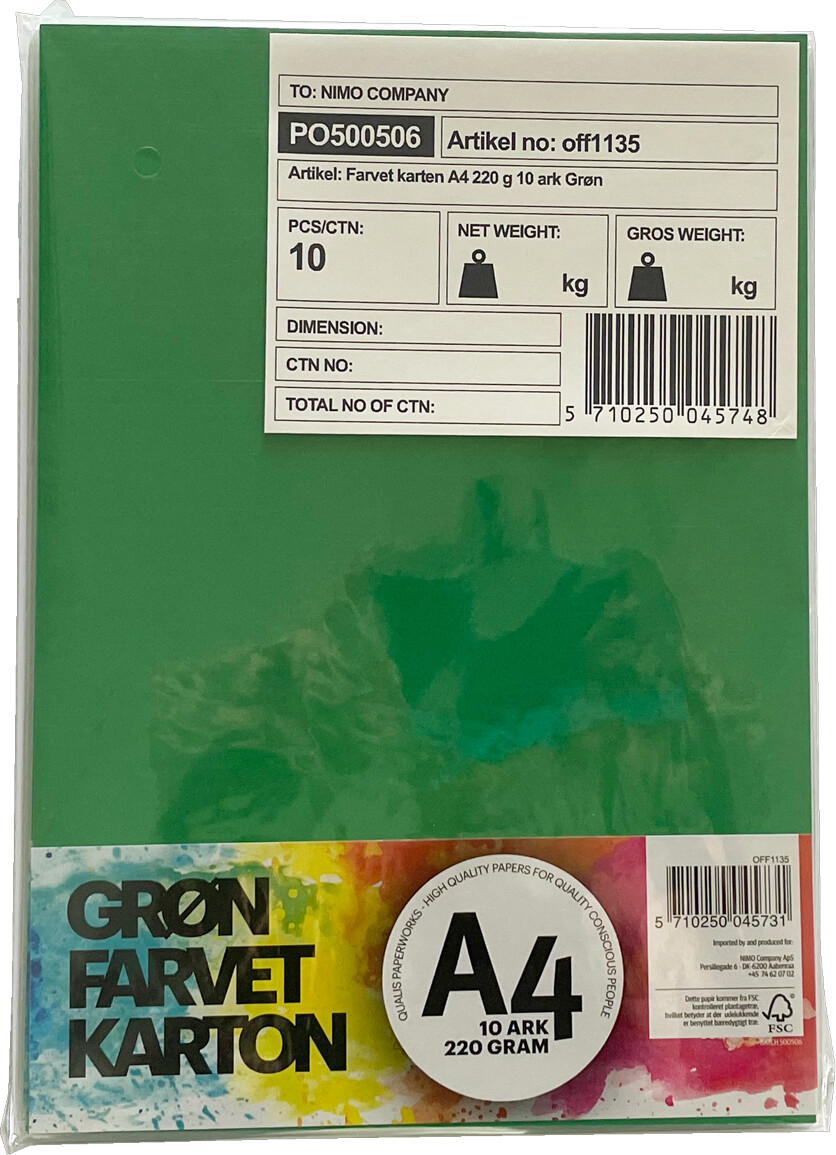 Karton 220 Ark Grøn Nimo Company