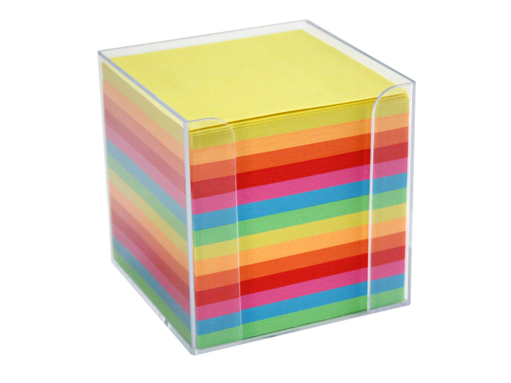 Kubusdispenser Med 700 Ark Kulørt Papir 9x9x9