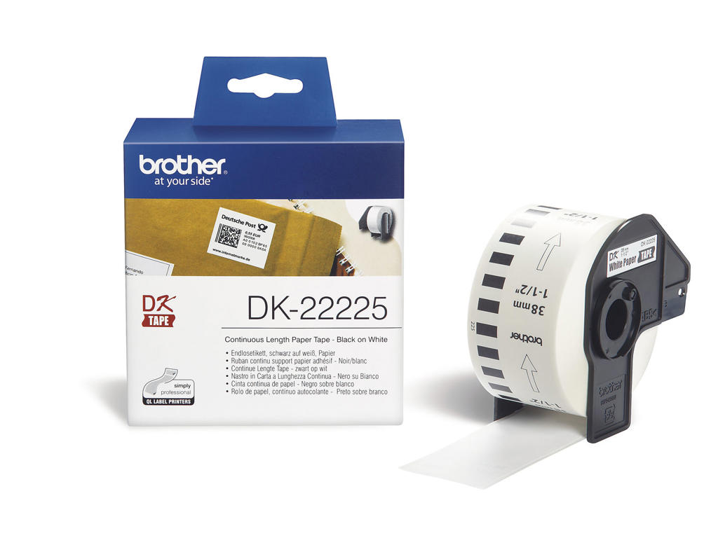Label Brother Dk22225 38mm Meter Hvid Papir