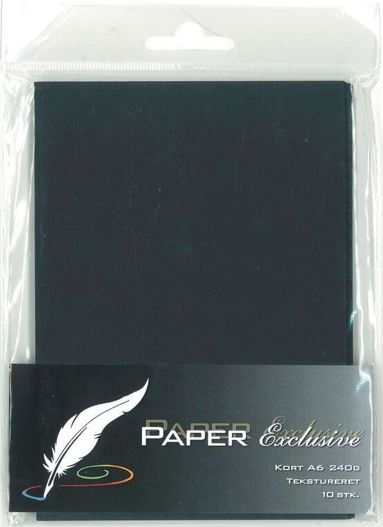 Paper Exclusive Kort 240g Sort Tekstureret Stk