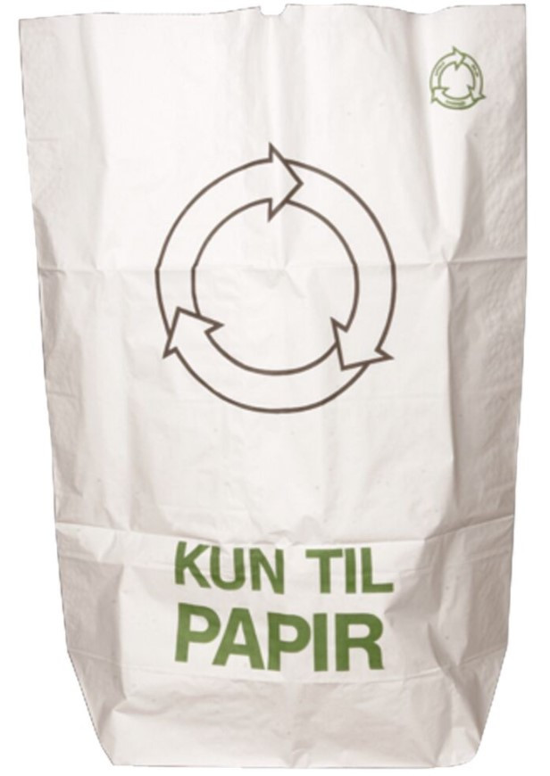 Papirsæk Hvid 70x110cm 110ltr Stk  Kun Papir Tungt Affald 60g