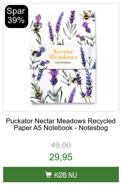 Puckator Nectar Meadows Recycled Paper Notebook Notesbog