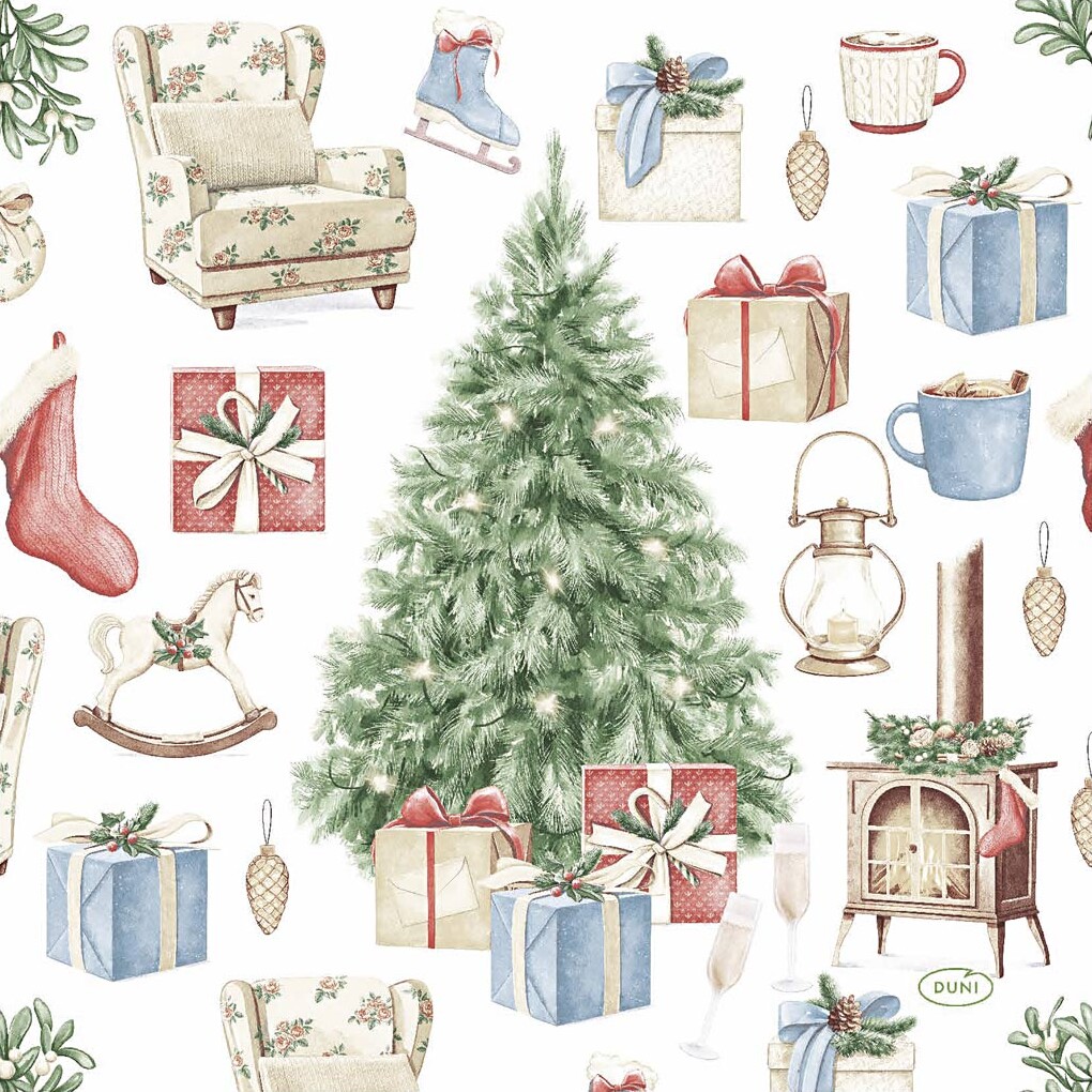 Servietter Juletræ Med Gaver Str 33x33 1x20stk Paper Design