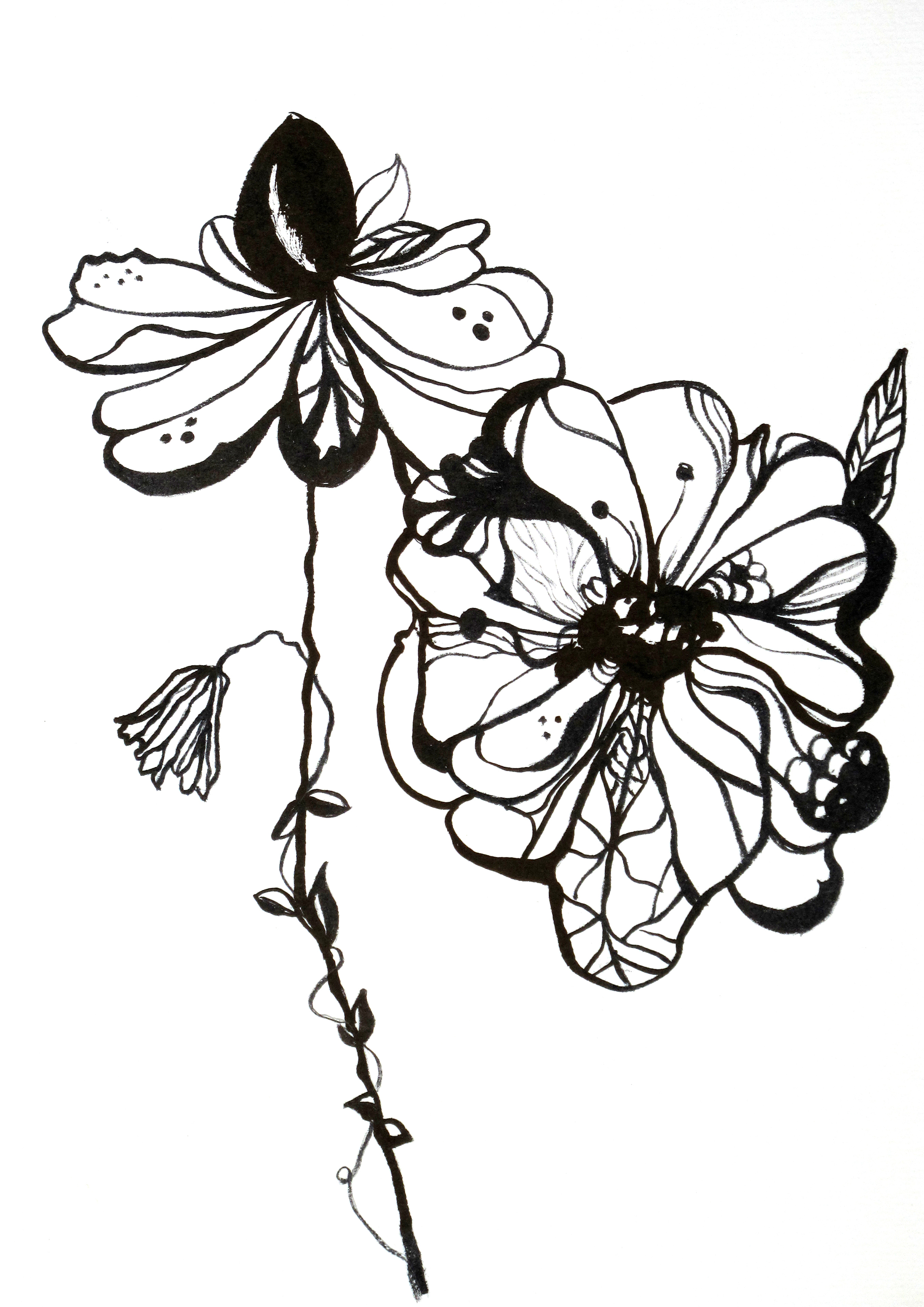 Strange Flowers Kunst Papir Mariann Munck  Køb Fantasifulde Malerier Mariann Munck
