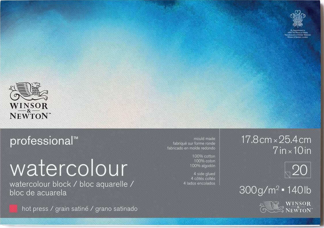 Winsor   Newton Akvarelpapir 17x25 Hot Press Ark