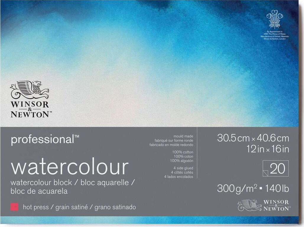 Winsor   Newton Akvarelpapir 30x40 Hot Press Ark